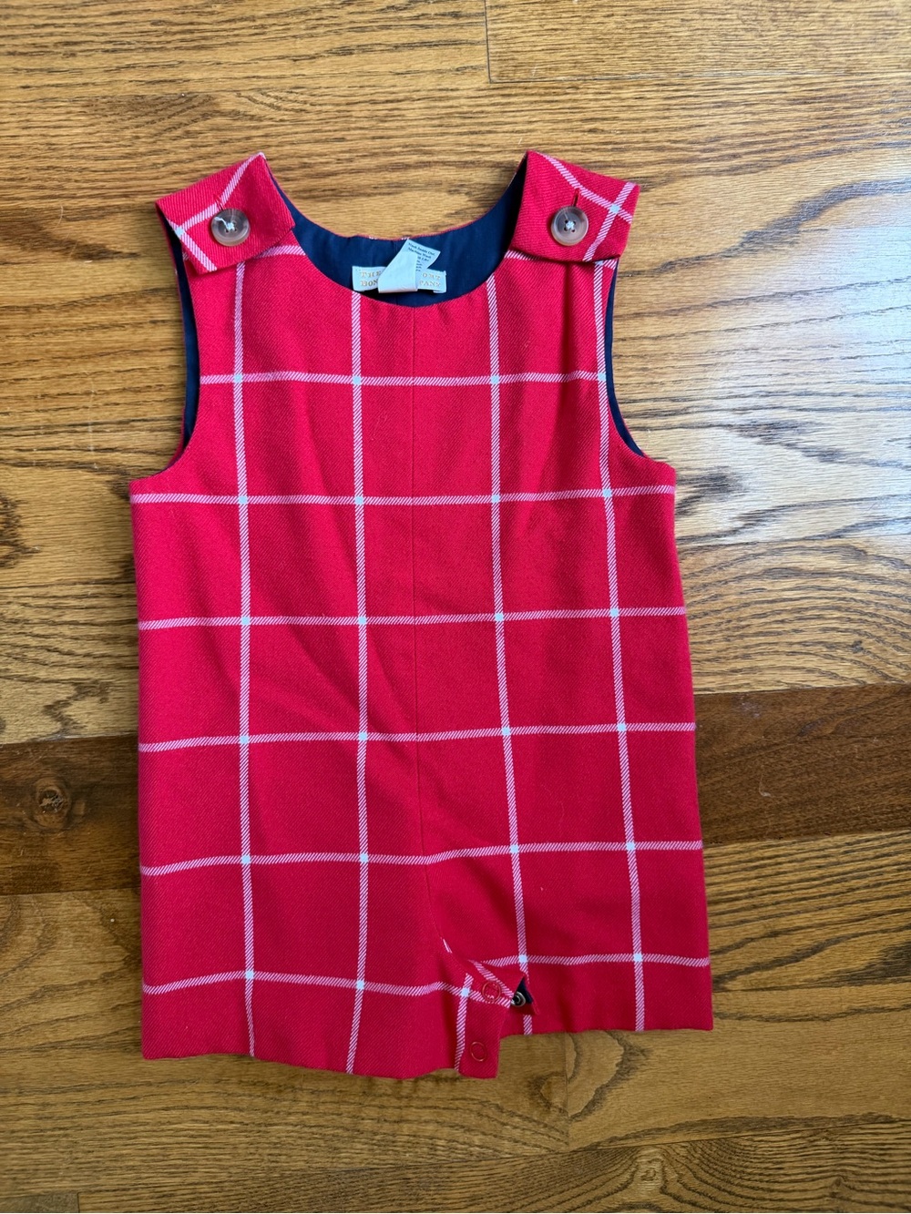 The Beaufort Bonnet Company Red Windowpane Knit Romper